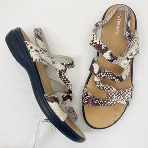 Revere Miami White Snake Embossed Leather Strappy Comfort Sandals Women 11 EU 42